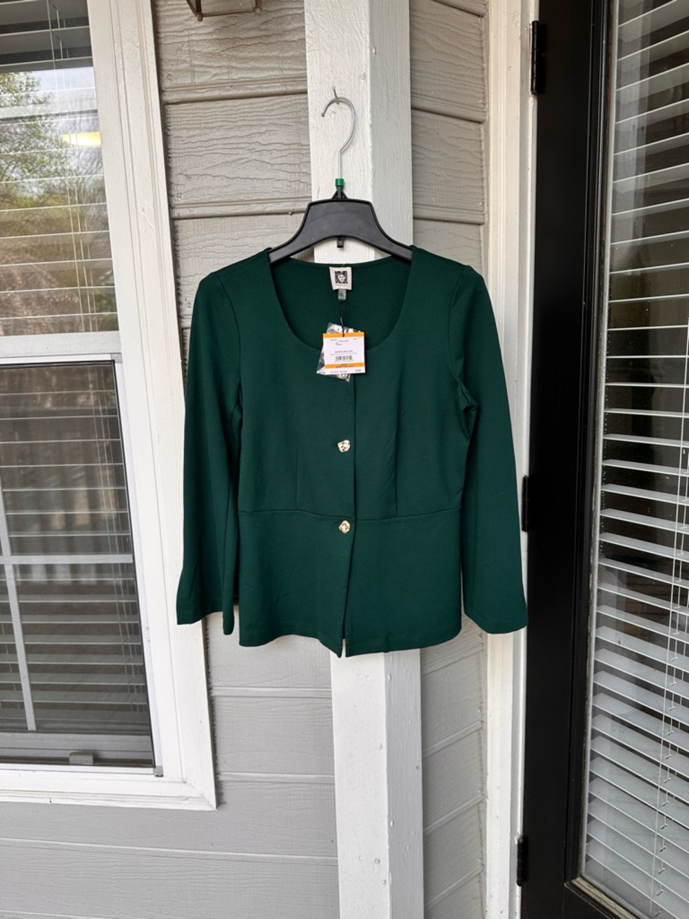 NWT Anne Klein Women's Emerald Green Peplum Blazer Jacket Gorgeous Workwear Sz S
